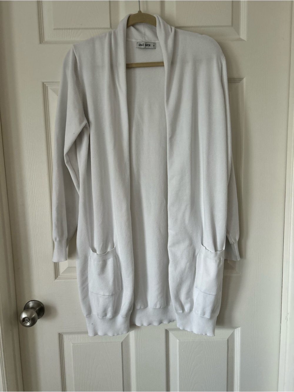 Grace Karin Open-Front White Women's Cardigan with Pockets